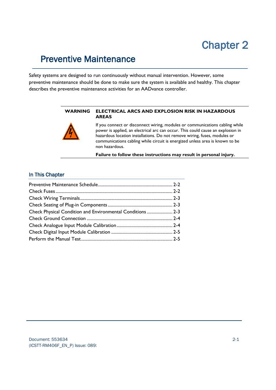 Chapter 2, Preventive maintenance | Rockwell Automation AADvance Controller Troubleshooting and Maintenance Manual User Manual | Page 15 / 96