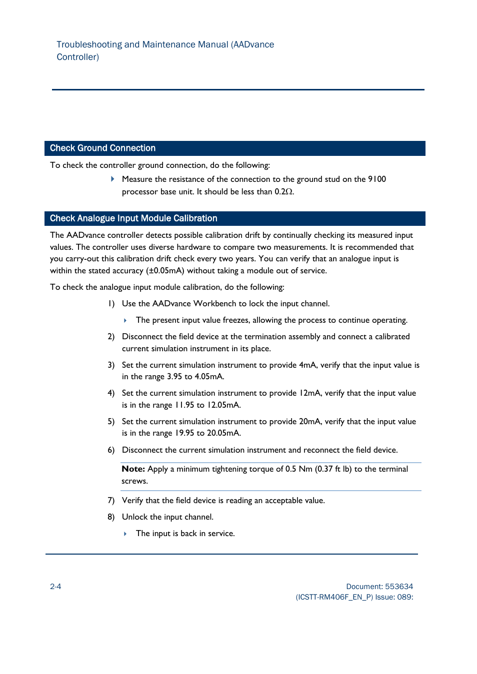 Check ground connection, 4 check analogue input module calibration -4 | Rockwell Automation AADvance Controller Troubleshooting and Maintenance Manual User Manual | Page 18 / 96