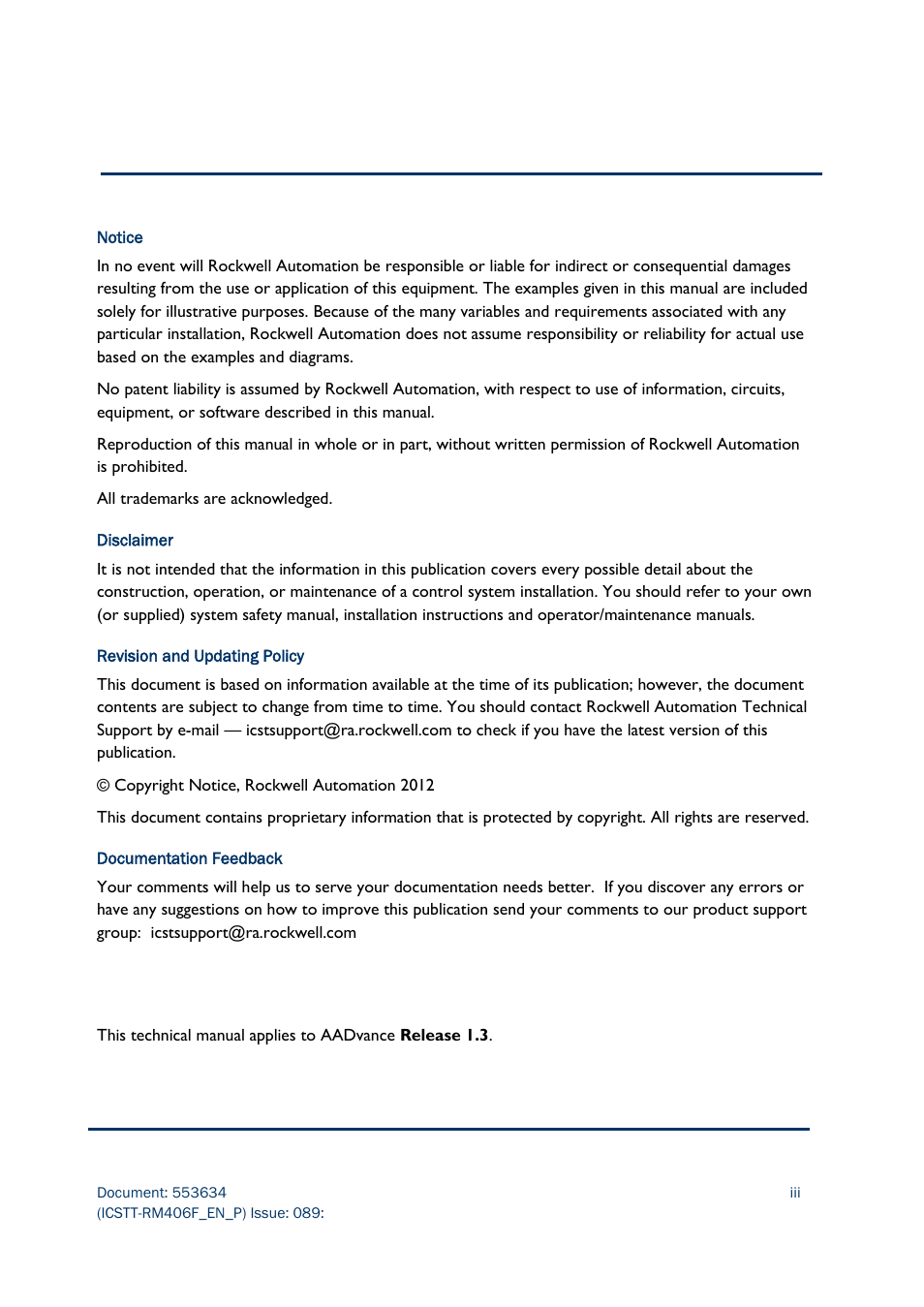 Rockwell Automation AADvance Controller Troubleshooting and Maintenance Manual User Manual | Page 3 / 96