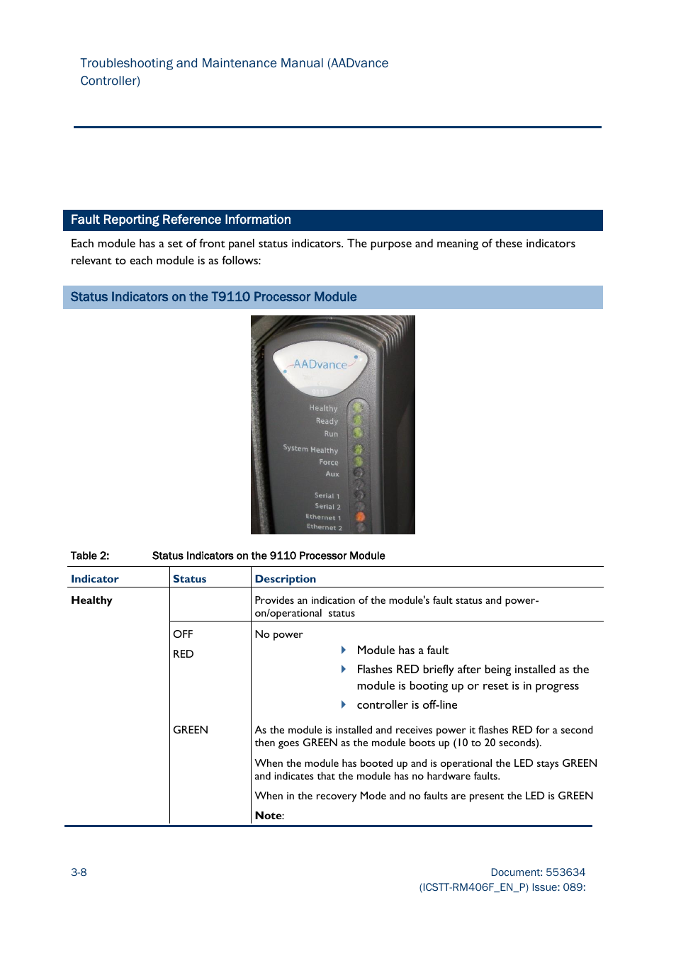 Fault reporting reference information -8 | Rockwell Automation AADvance Controller Troubleshooting and Maintenance Manual User Manual | Page 30 / 96
