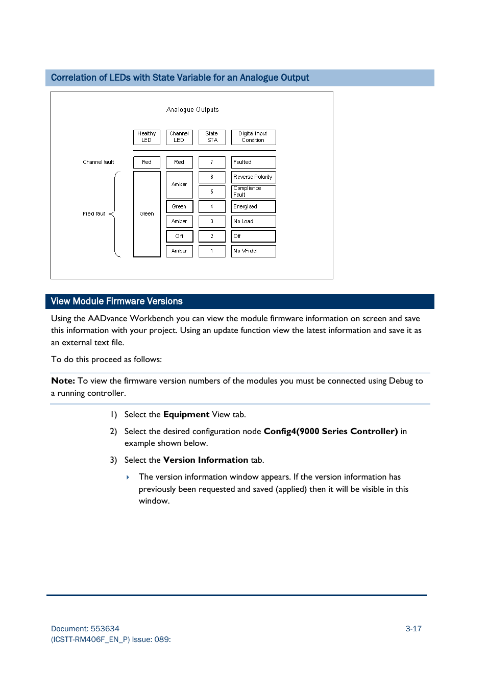 View module firmware versions | Rockwell Automation AADvance Controller Troubleshooting and Maintenance Manual User Manual | Page 39 / 96