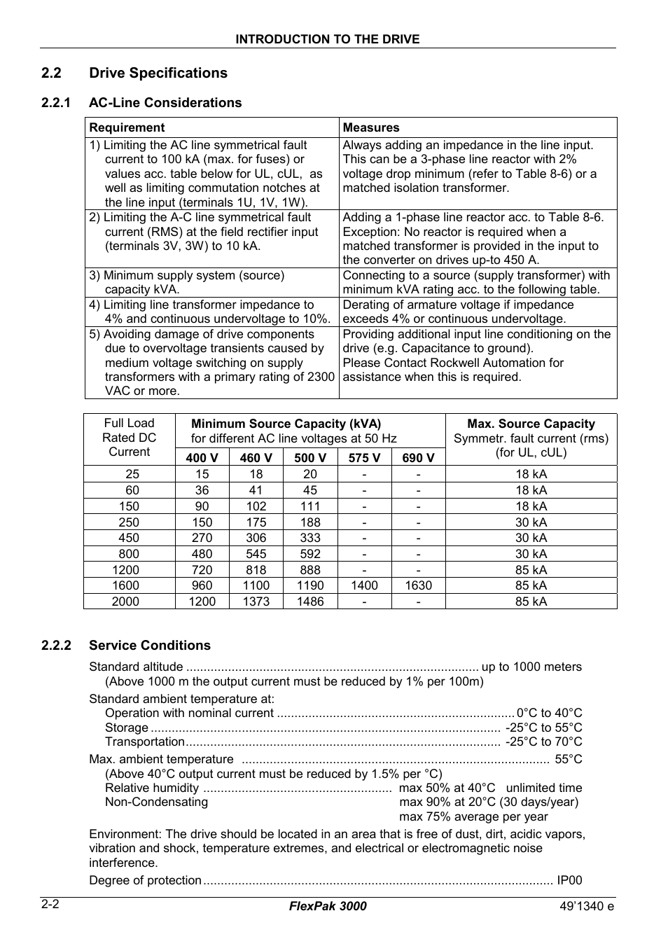 2 drive specifications | Rockwell Automation FlexPak 3000 Power Module Version 4.2 User Manual | Page 10 / 216