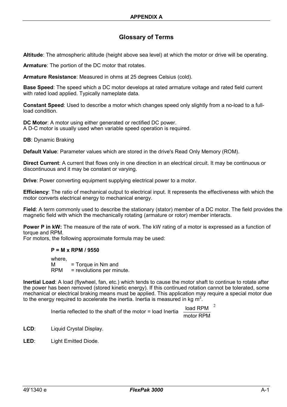 A - glossary of terms | Rockwell Automation FlexPak 3000 Power Module Version 4.2 User Manual | Page 103 / 216