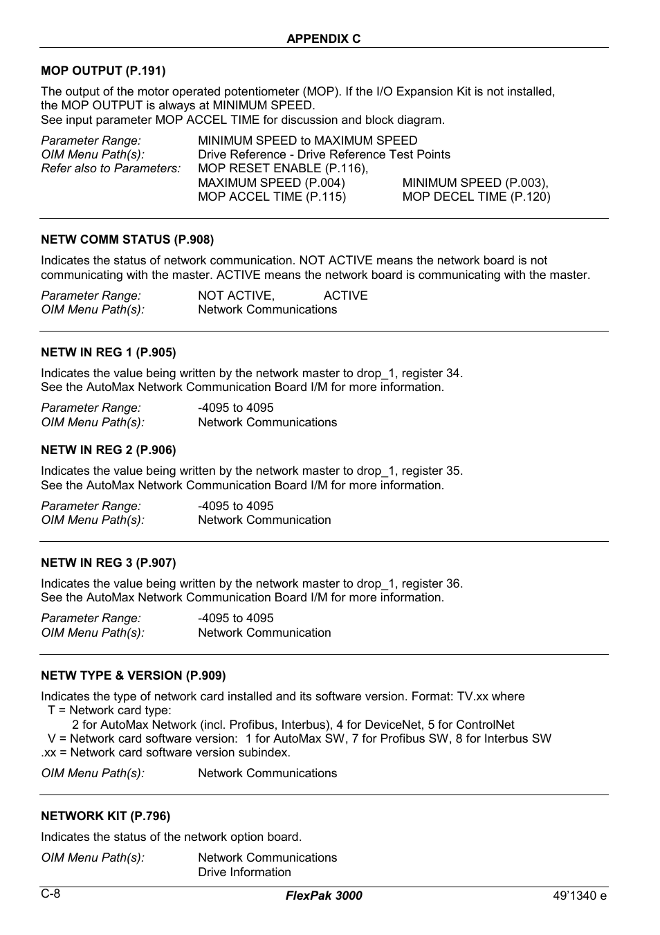 Rockwell Automation FlexPak 3000 Power Module Version 4.2 User Manual | Page 164 / 216