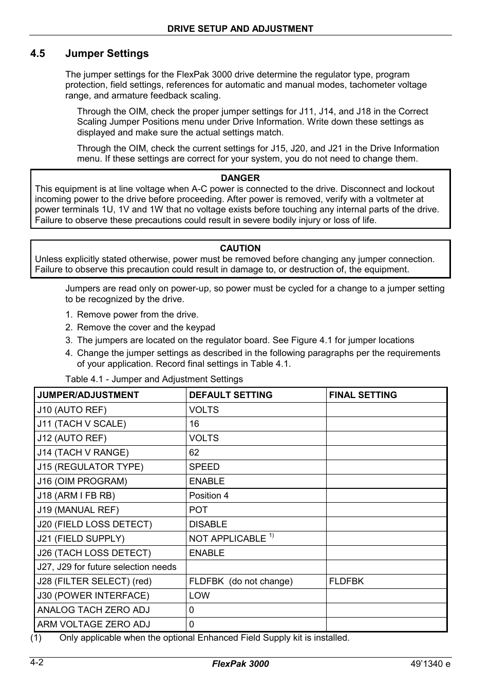 5 jumper settings | Rockwell Automation FlexPak 3000 Power Module Version 4.2 User Manual | Page 44 / 216