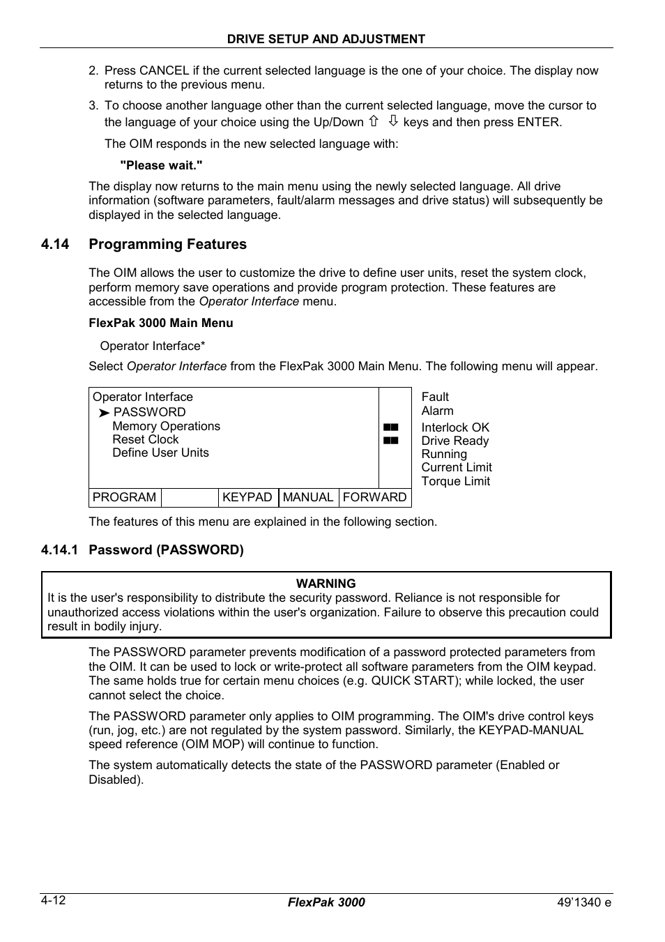 14 programming features | Rockwell Automation FlexPak 3000 Power Module Version 4.2 User Manual | Page 54 / 216