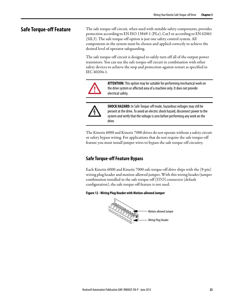 Safe torque-off feature, Safe torque-off feature bypass | Rockwell Automation 2099-BMxx-S Kinetix Safe Torque-off Feature Safety Reference Manual User Manual | Page 23 / 52