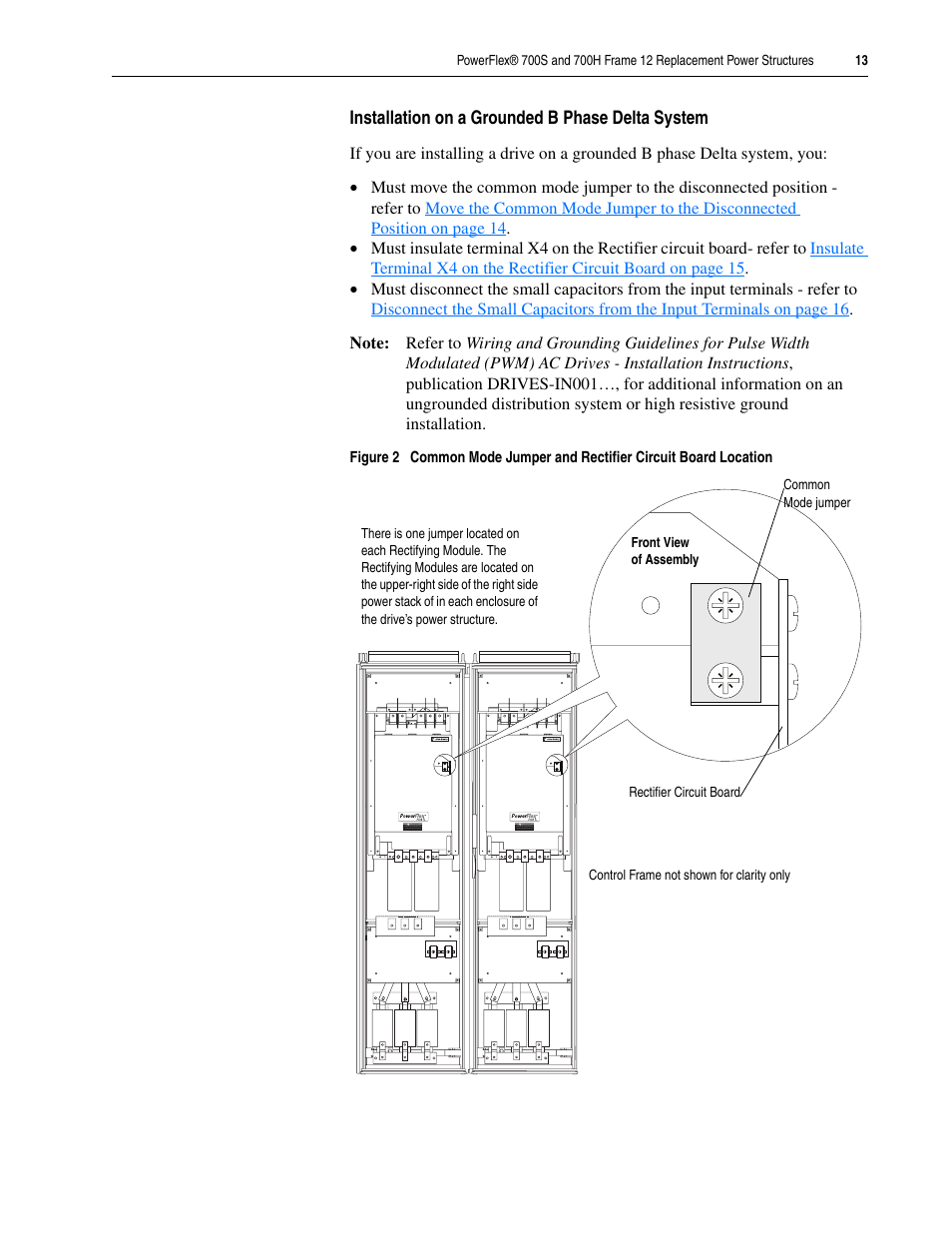 Installation on a grounded b phase delta system | Rockwell Automation 20D PowerFlex 700H/S Frame 12 Replacement Power Structure User Manual | Page 13 / 28