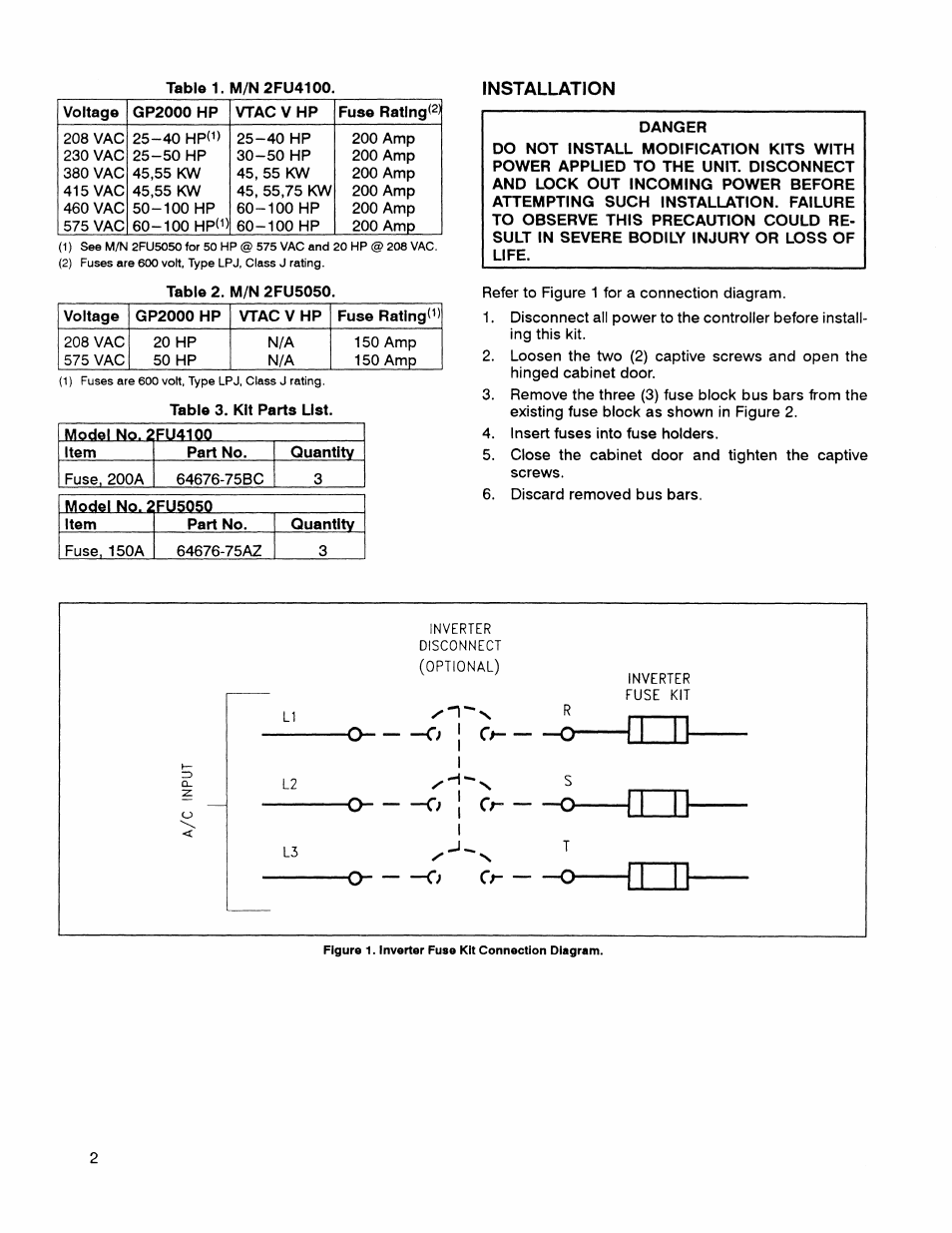 Installation | Rockwell Automation GP2000 Inverter Fuse Kit User Manual | Page 2 / 4