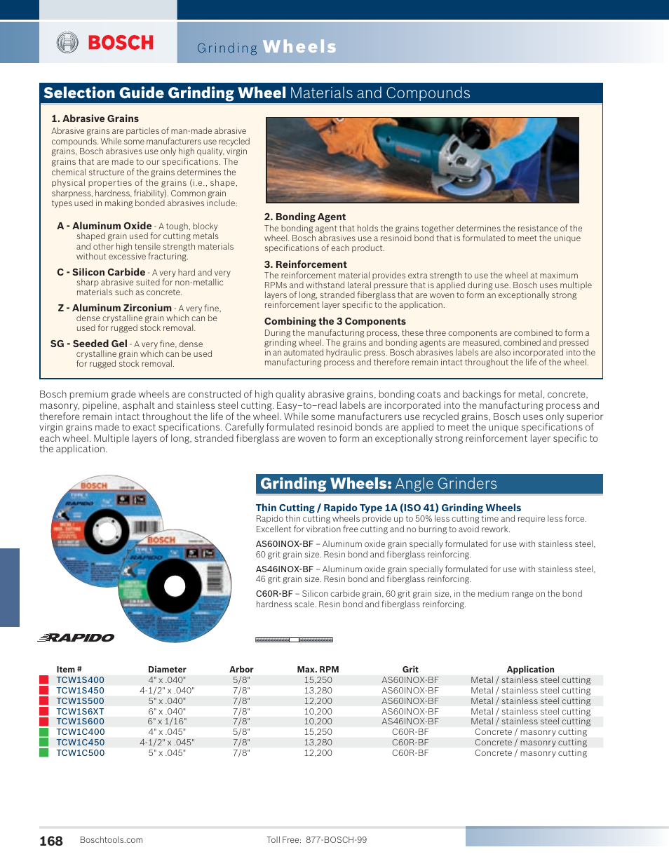 Wheels, Grinding wheels: angle grinders, Grinding | Bosch 1810PS User Manual | Page 18 / 34