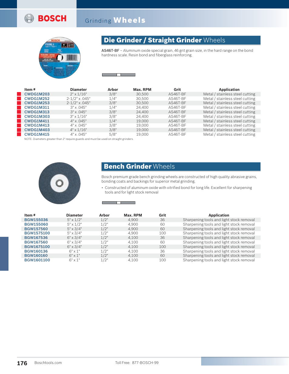Wheels, Grinding | Bosch 1810PS User Manual | Page 26 / 34