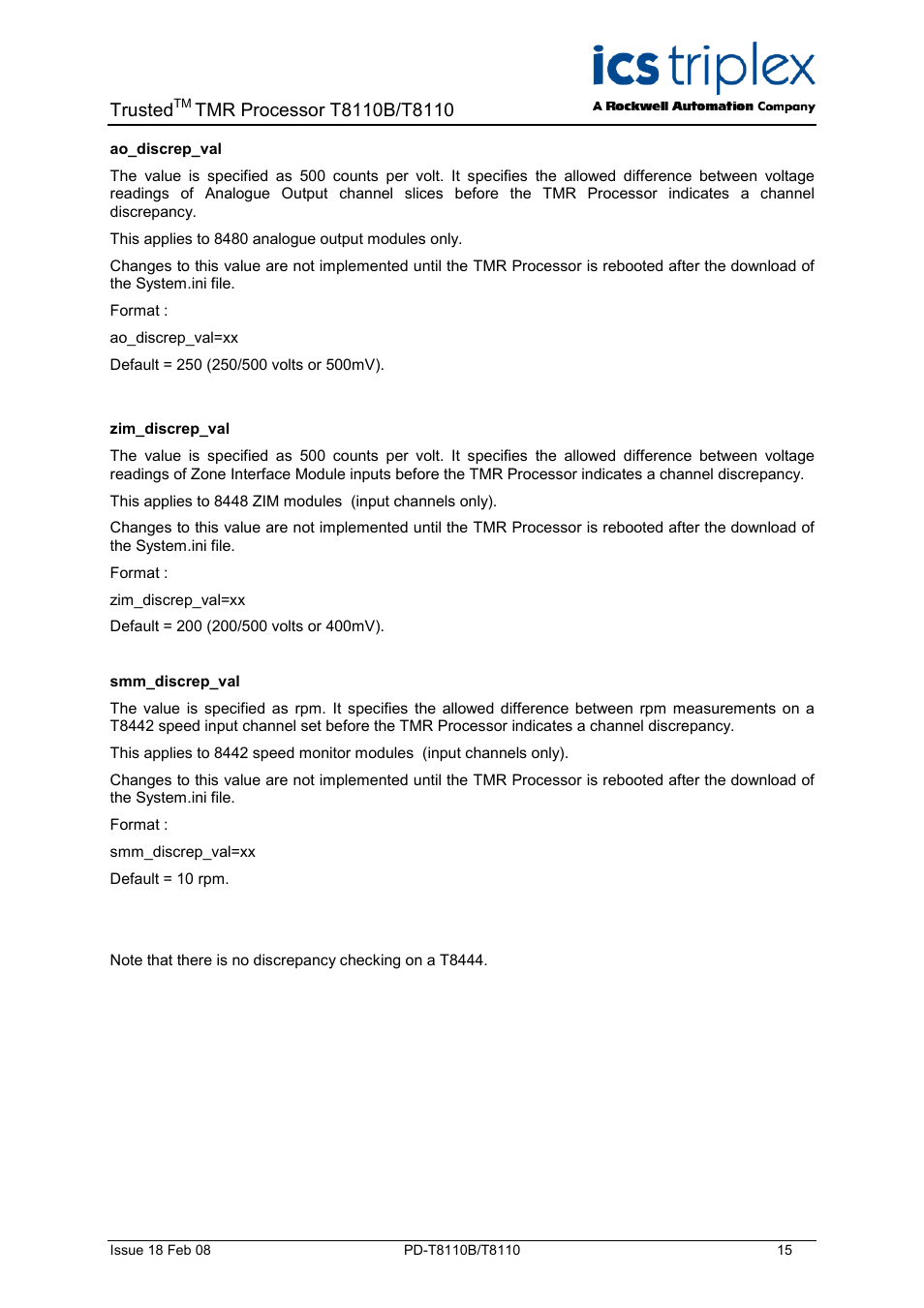 Trusted | Rockwell Automation T8110B/T8110 Trusted TMR Processor User Manual | Page 15 / 38