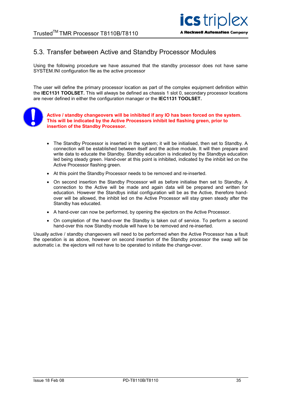 Trusted | Rockwell Automation T8110B/T8110 Trusted TMR Processor User Manual | Page 35 / 38