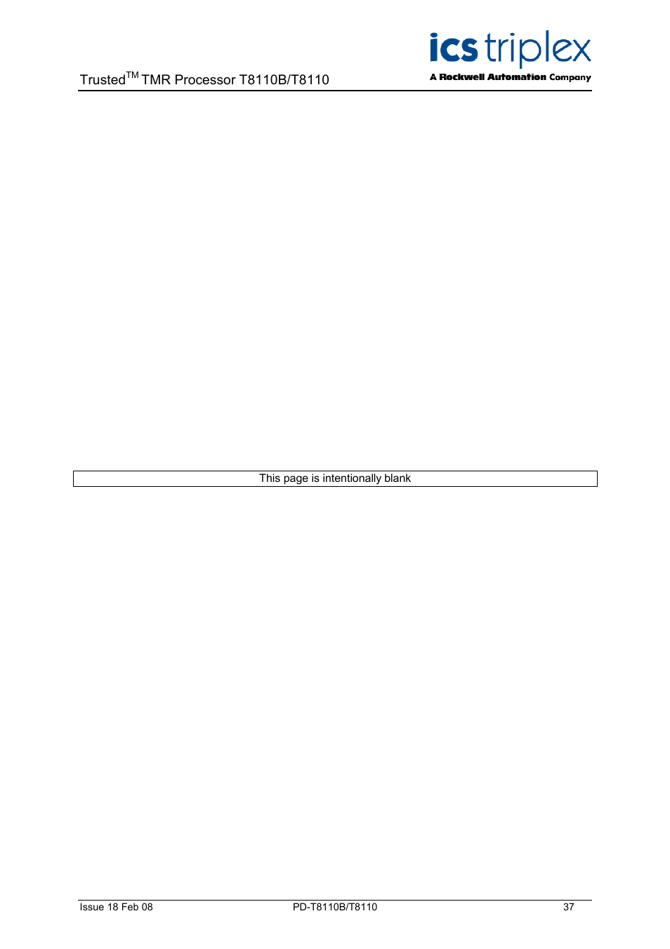 Trusted | Rockwell Automation T8110B/T8110 Trusted TMR Processor User Manual | Page 37 / 38