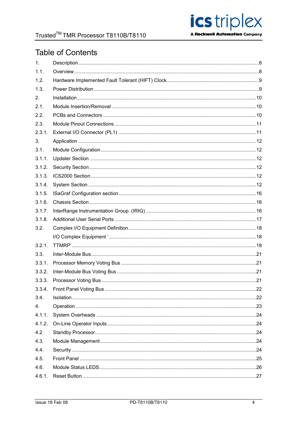 Rockwell Automation T8110B/T8110 Trusted TMR Processor User Manual | Page 4 / 38