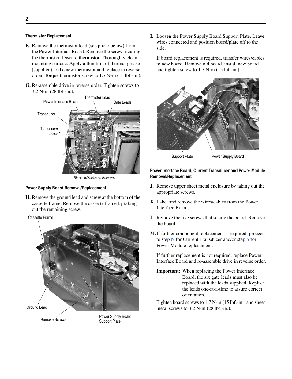 Thermistor replacement, Power supply board removal/replacement, See steps | Rockwell Automation 20B Power Components Repl. Instructions - Frame 5 User Manual | Page 2 / 4