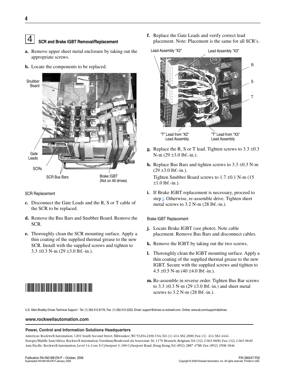 Scr and brake igbt removal/replacement | Rockwell Automation 20B Power Components Repl. Instructions - Frame 5 User Manual | Page 4 / 4