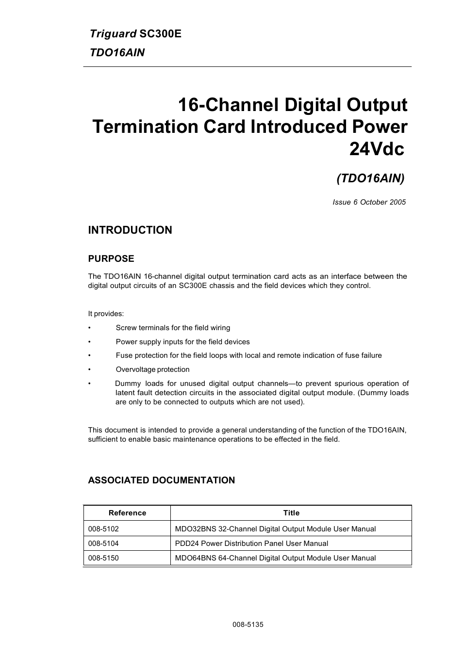 Rockwell Automation TDO16AIN 16-Channel Digital Output Termination Card Introducted Power 24Vdc User Manual | 11 pages