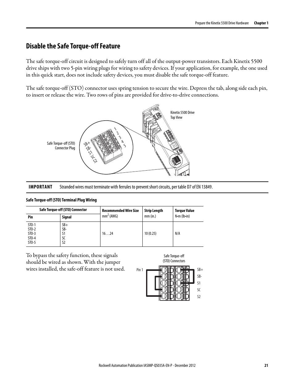 Disable the safe torque-off feature | Rockwell Automation Logix5000 Control Systems: Connect Kinetix 5500 Drives on EtherNet/IP Network Quick Start User Manual | Page 21 / 48