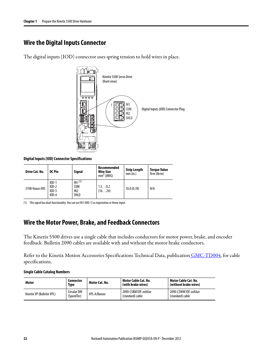 Wire the digital inputs connector | Rockwell Automation Logix5000 Control Systems: Connect Kinetix 5500 Drives on EtherNet/IP Network Quick Start User Manual | Page 22 / 48