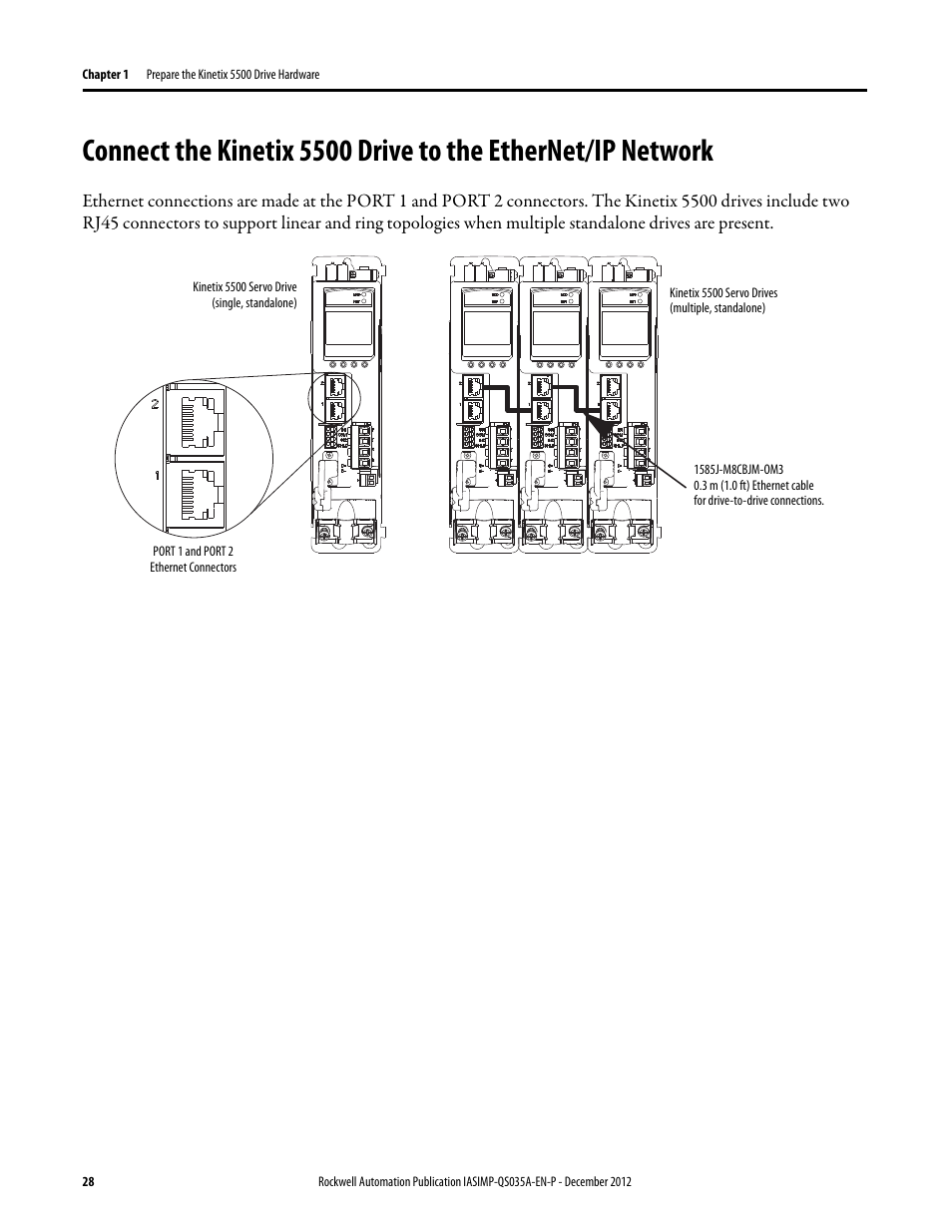 Connect the kinetix 5500, Drive to the ethernet/ip, Network | Rockwell Automation Logix5000 Control Systems: Connect Kinetix 5500 Drives on EtherNet/IP Network Quick Start User Manual | Page 28 / 48