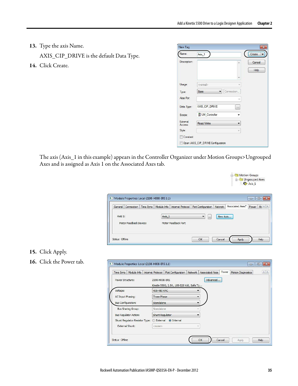 Rockwell Automation Logix5000 Control Systems: Connect Kinetix 5500 Drives on EtherNet/IP Network Quick Start User Manual | Page 35 / 48