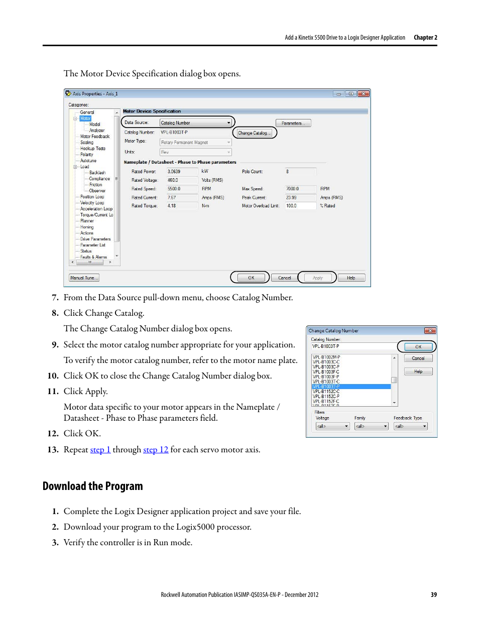Download the program | Rockwell Automation Logix5000 Control Systems: Connect Kinetix 5500 Drives on EtherNet/IP Network Quick Start User Manual | Page 39 / 48