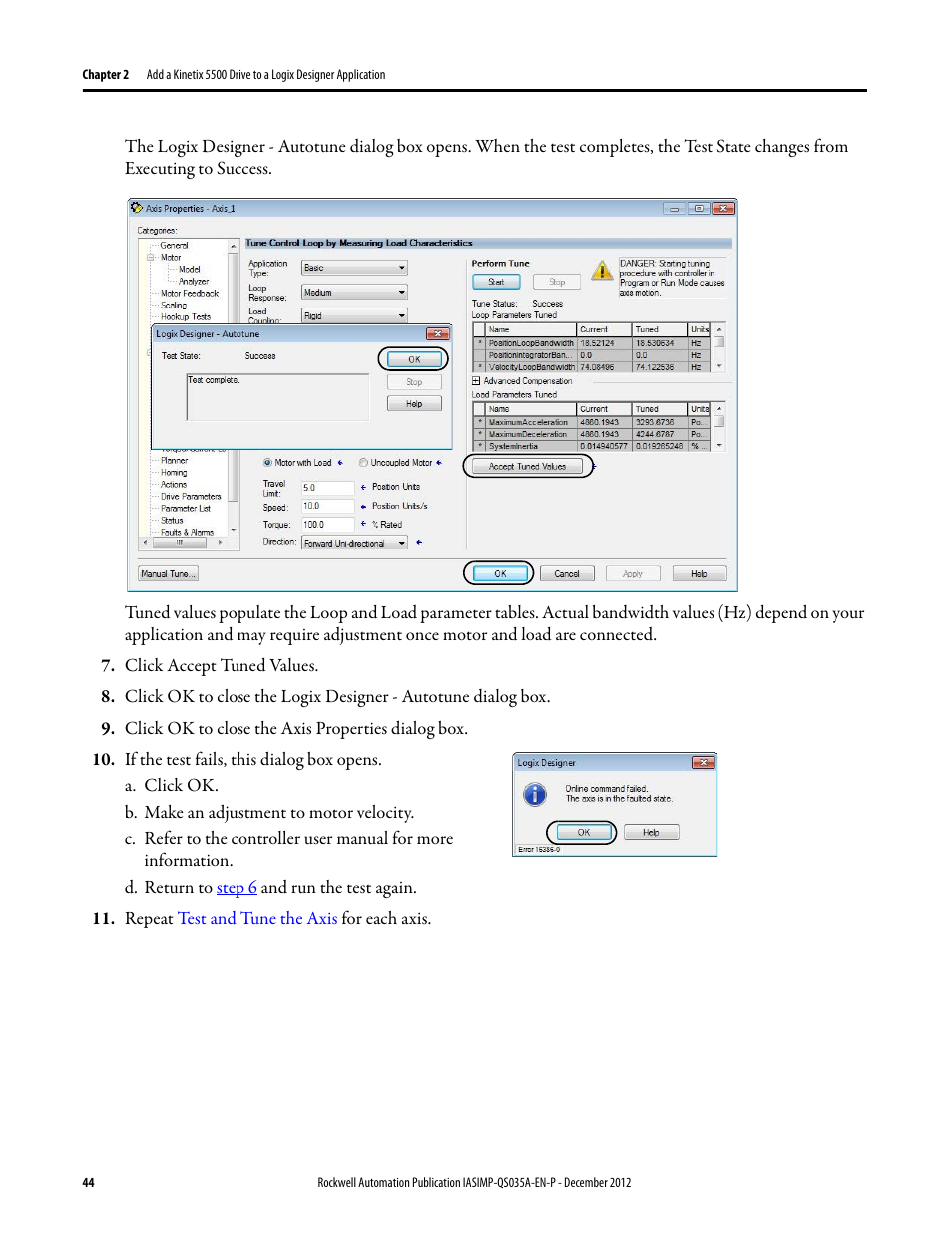 Rockwell Automation Logix5000 Control Systems: Connect Kinetix 5500 Drives on EtherNet/IP Network Quick Start User Manual | Page 44 / 48