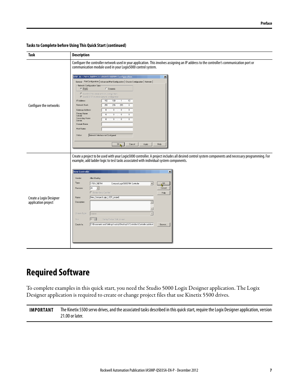 Required software | Rockwell Automation Logix5000 Control Systems: Connect Kinetix 5500 Drives on EtherNet/IP Network Quick Start User Manual | Page 7 / 48