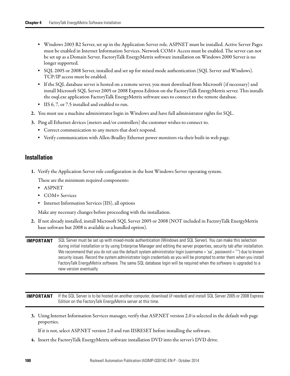 Installation | Rockwell Automation Energy Management Accelerator Toolkit Quick Start User Manual | Page 100 / 452