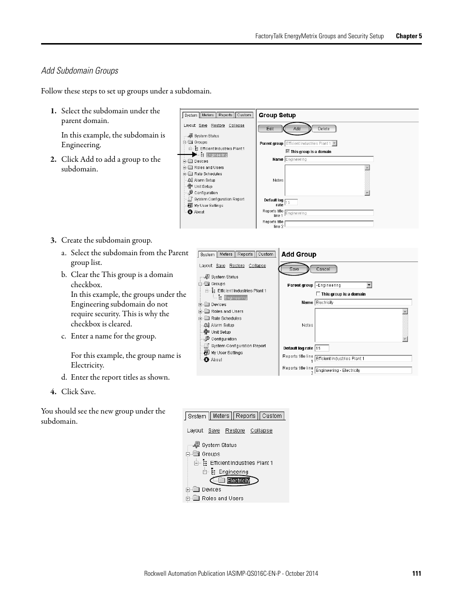 Add subdomain groups | Rockwell Automation Energy Management Accelerator Toolkit Quick Start User Manual | Page 111 / 452