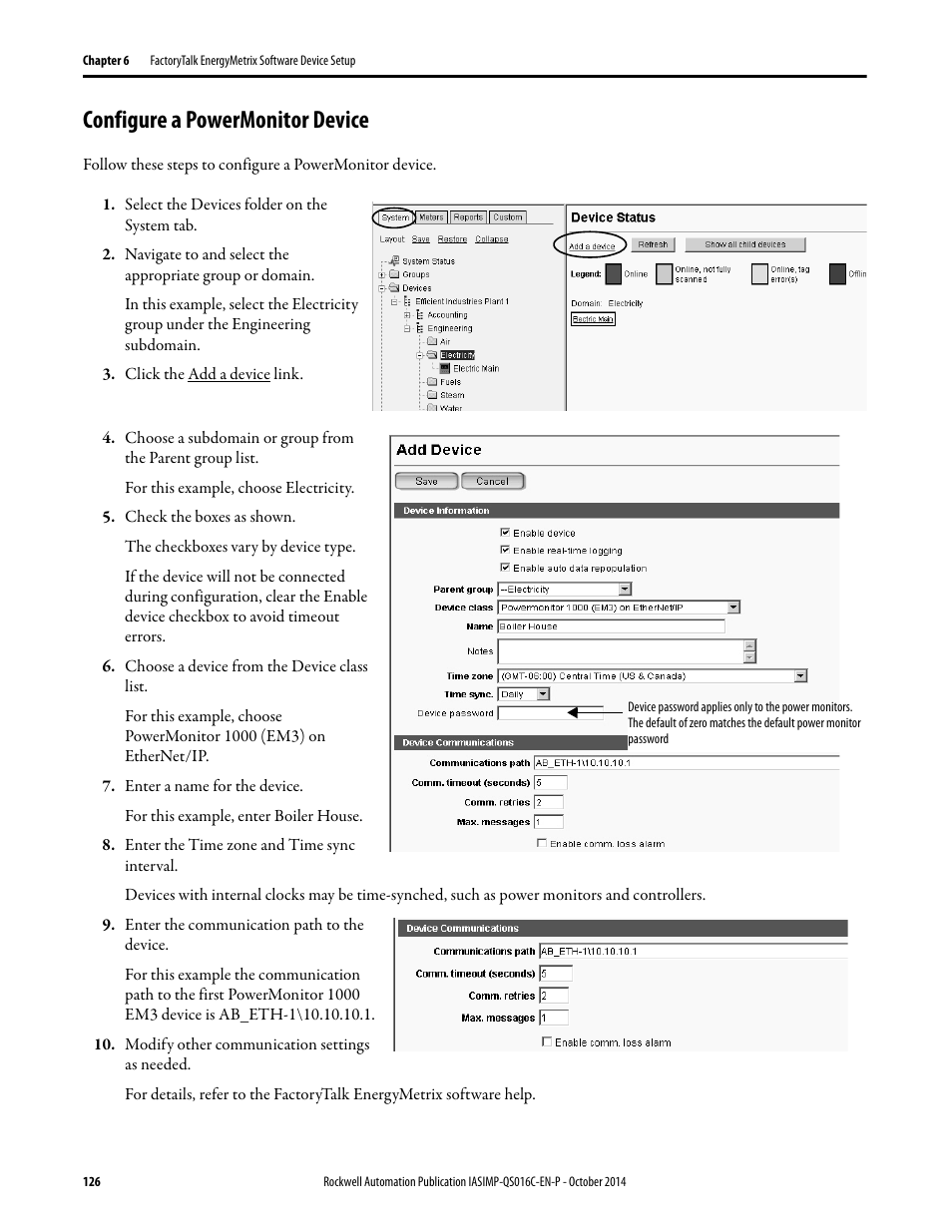 Configure a powermonitor device | Rockwell Automation Energy Management Accelerator Toolkit Quick Start User Manual | Page 126 / 452