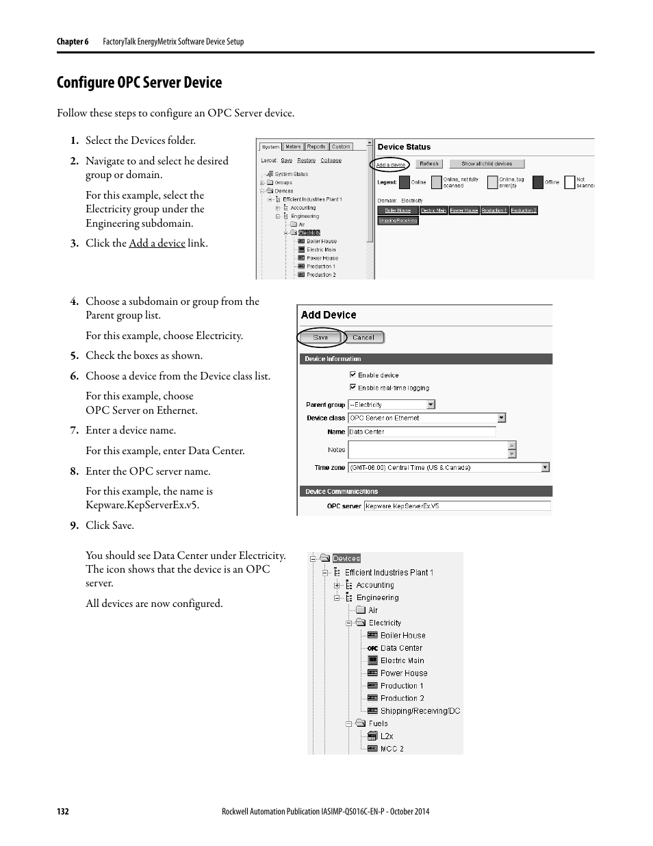 Configure opc server device | Rockwell Automation Energy Management Accelerator Toolkit Quick Start User Manual | Page 132 / 452