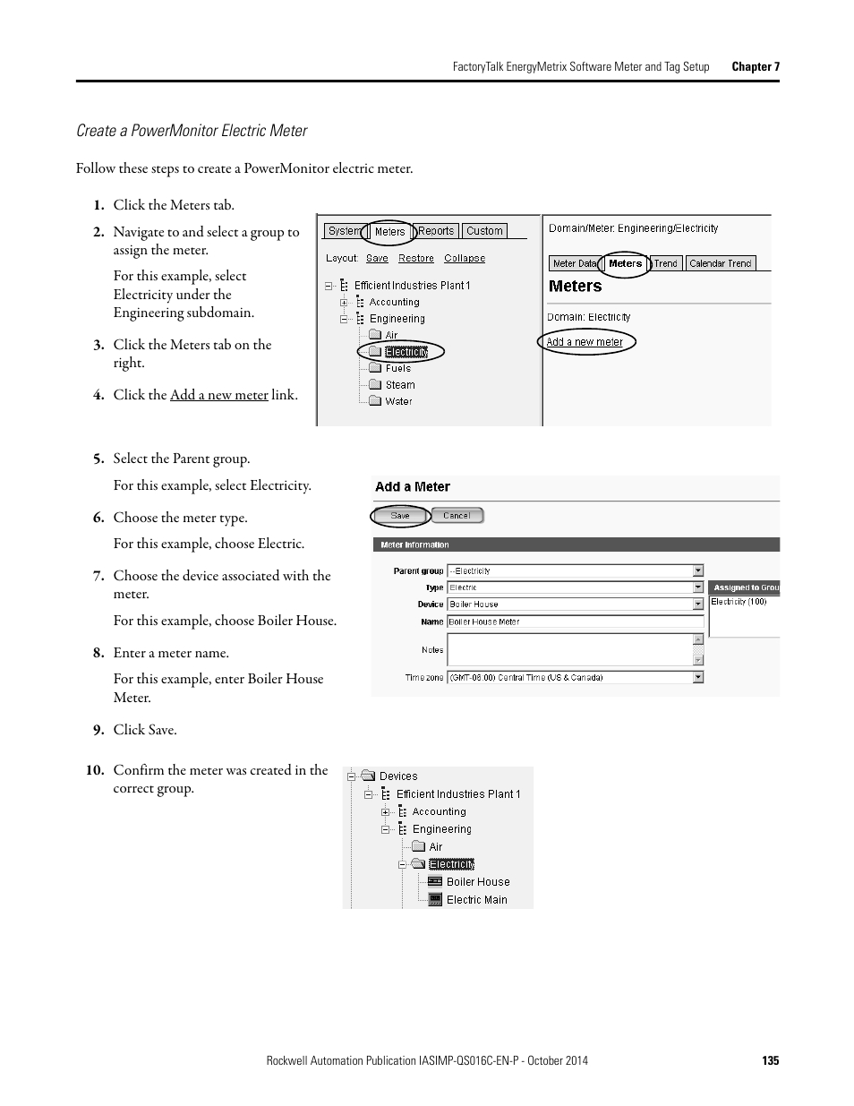 Create a powermonitor, Electric meter | Rockwell Automation Energy Management Accelerator Toolkit Quick Start User Manual | Page 135 / 452