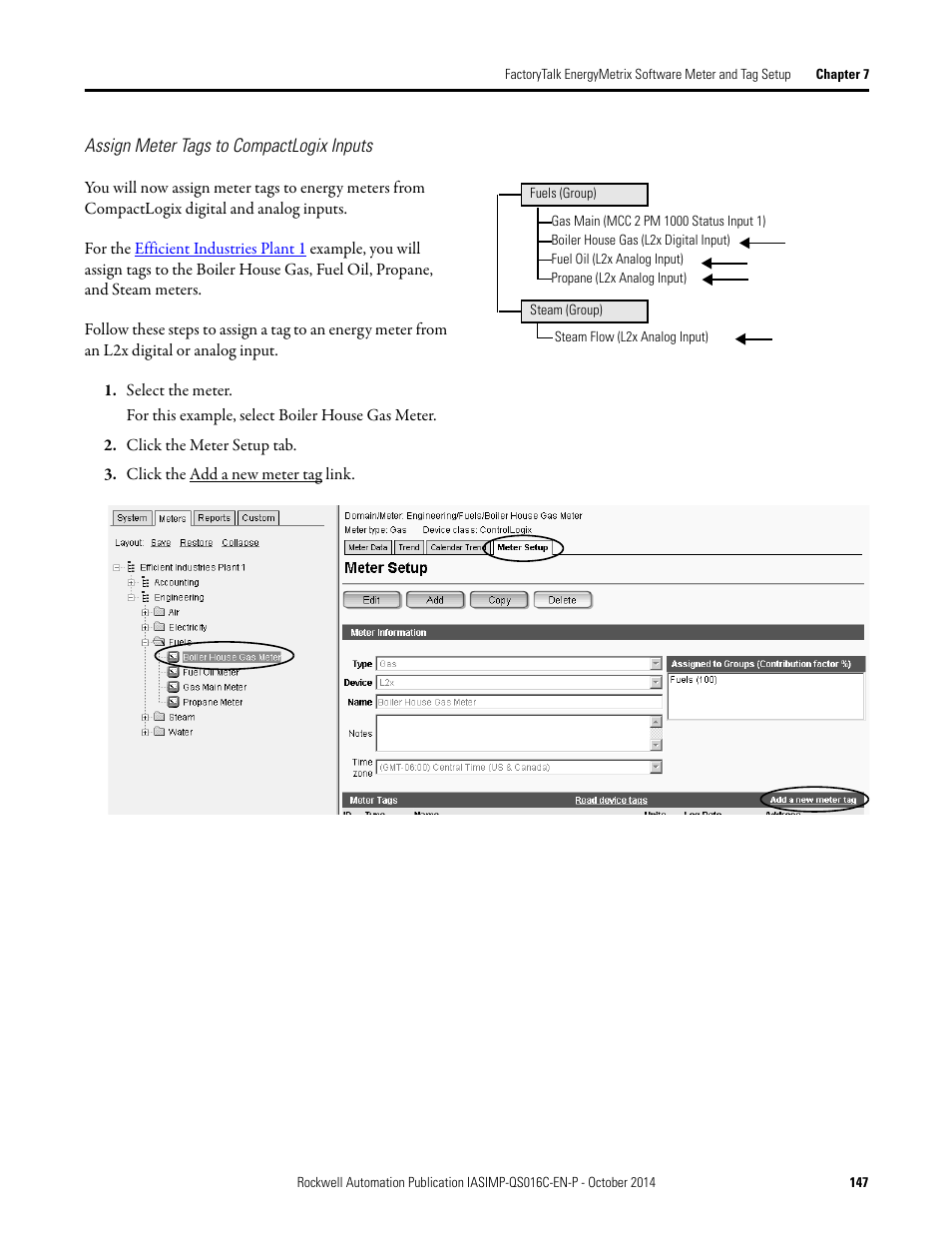 Assign meter tags to, Compactlogix inputs | Rockwell Automation Energy Management Accelerator Toolkit Quick Start User Manual | Page 147 / 452