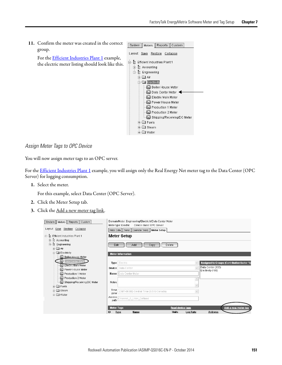 Assign meter tags to opc, Device | Rockwell Automation Energy Management Accelerator Toolkit Quick Start User Manual | Page 151 / 452