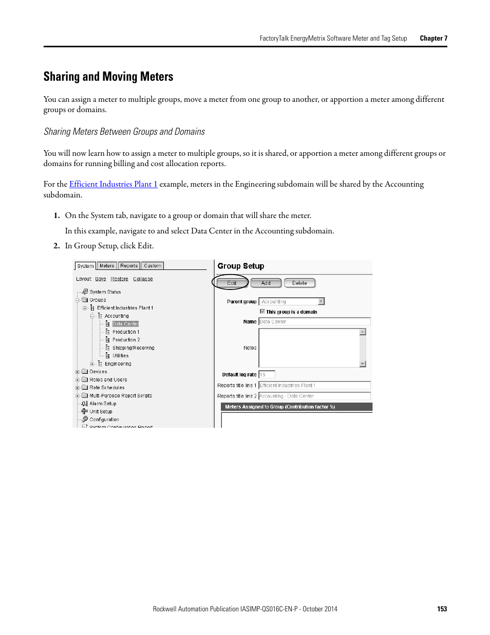 Sharing and moving meters, Sharing meters between, Groups and domains | Rockwell Automation Energy Management Accelerator Toolkit Quick Start User Manual | Page 153 / 452