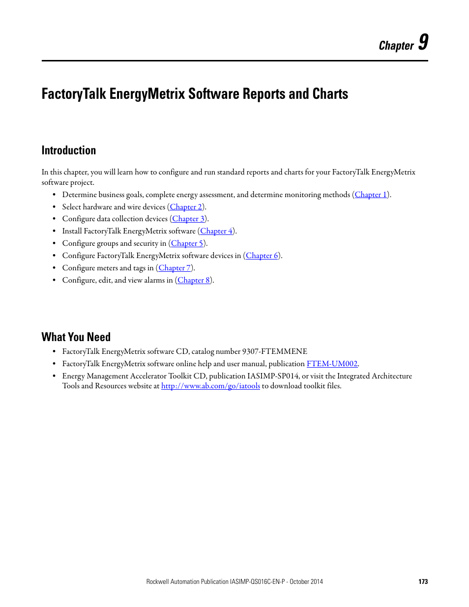 Introduction, What you need, Chapter 9 | Introduction what you need, Chapter | Rockwell Automation Energy Management Accelerator Toolkit Quick Start User Manual | Page 173 / 452