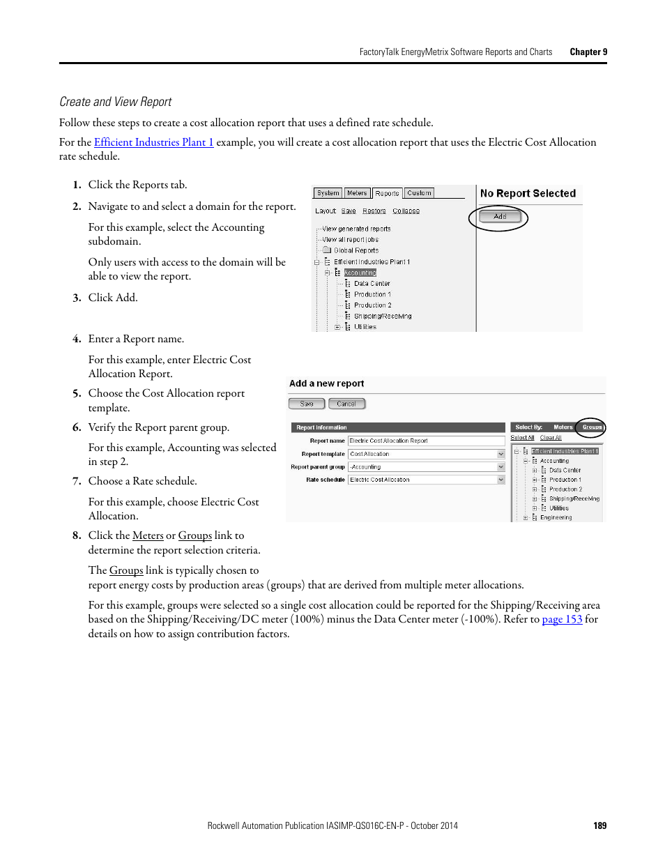 Create and view report | Rockwell Automation Energy Management Accelerator Toolkit Quick Start User Manual | Page 189 / 452
