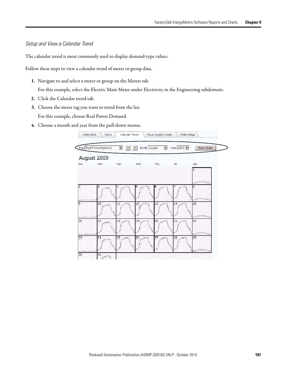 Setup and view a calendar, Trend | Rockwell Automation Energy Management Accelerator Toolkit Quick Start User Manual | Page 197 / 452