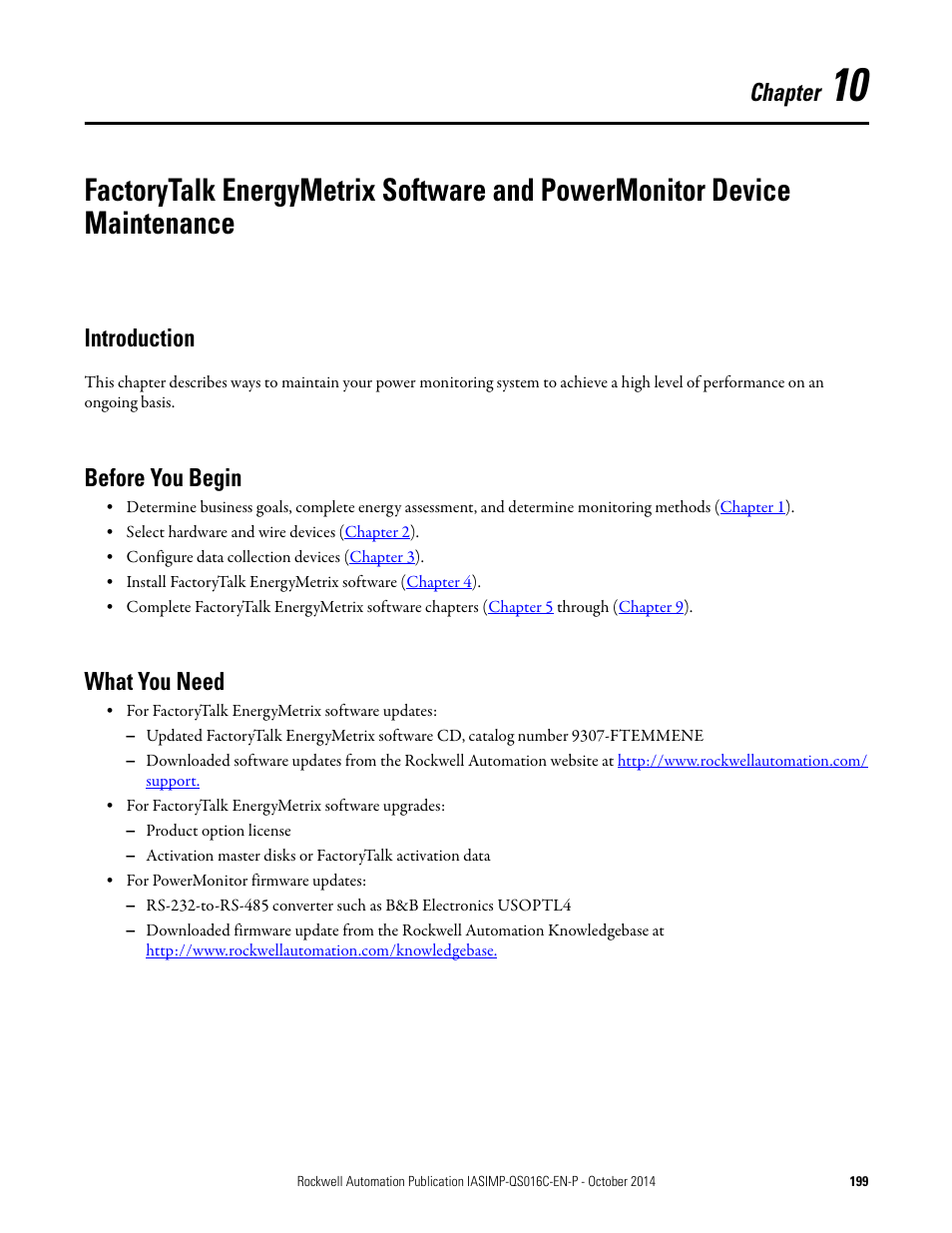 Introduction, Before you begin, What you need | Chapter 10, Introduction before you begin what you need, Chapter | Rockwell Automation Energy Management Accelerator Toolkit Quick Start User Manual | Page 199 / 452