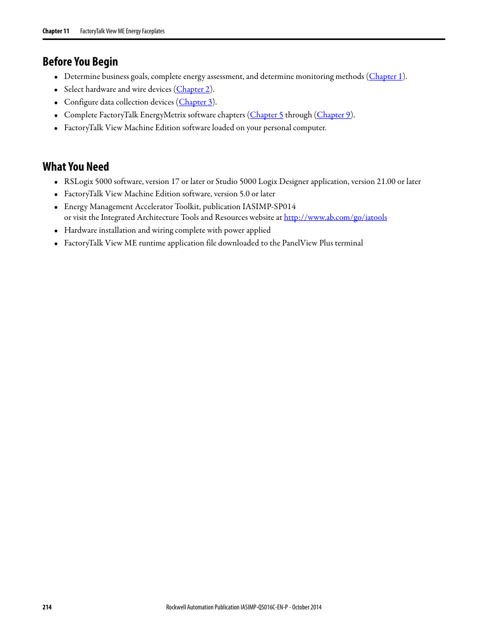 Before you begin, What you need, Before you begin what you need | Rockwell Automation Energy Management Accelerator Toolkit Quick Start User Manual | Page 214 / 452