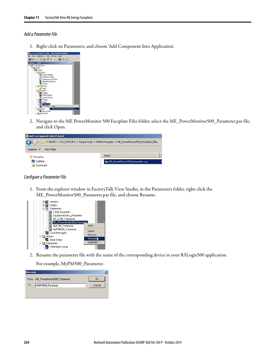 Add a parameter file | Rockwell Automation Energy Management Accelerator Toolkit Quick Start User Manual | Page 234 / 452