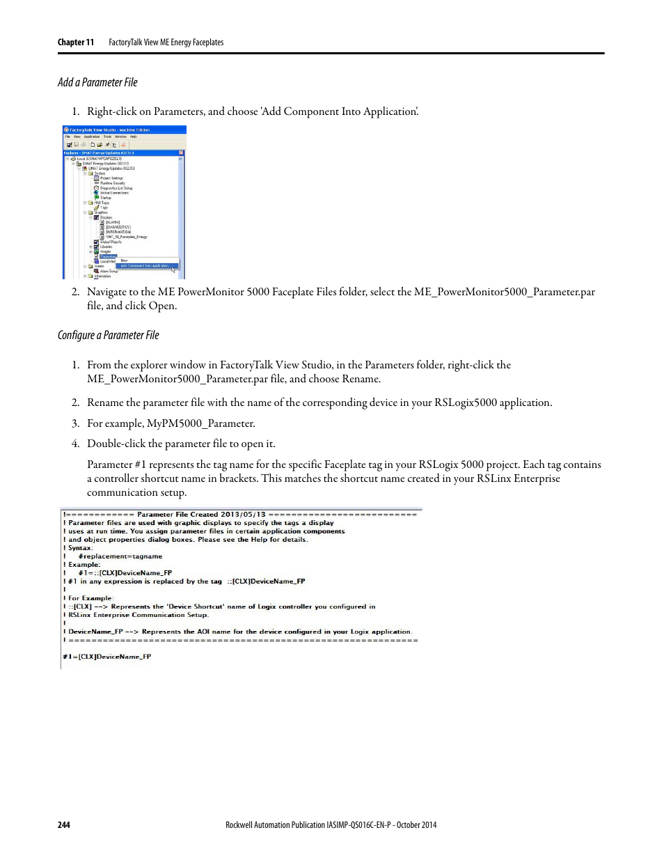 Add a parameter file | Rockwell Automation Energy Management Accelerator Toolkit Quick Start User Manual | Page 244 / 452