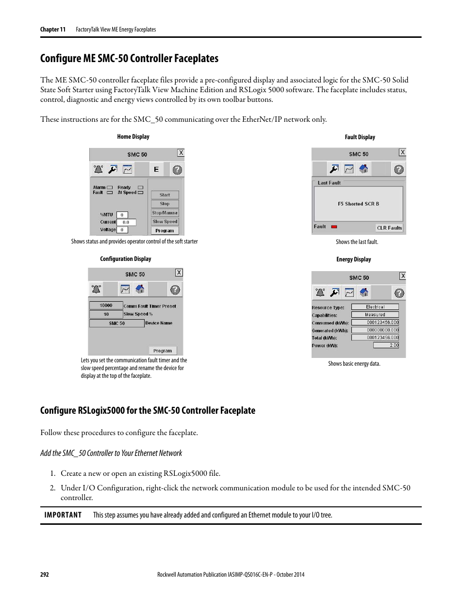 Configure me smc-50 controller faceplates, Add the smc_50 controller to your ethernet network | Rockwell Automation Energy Management Accelerator Toolkit Quick Start User Manual | Page 292 / 452