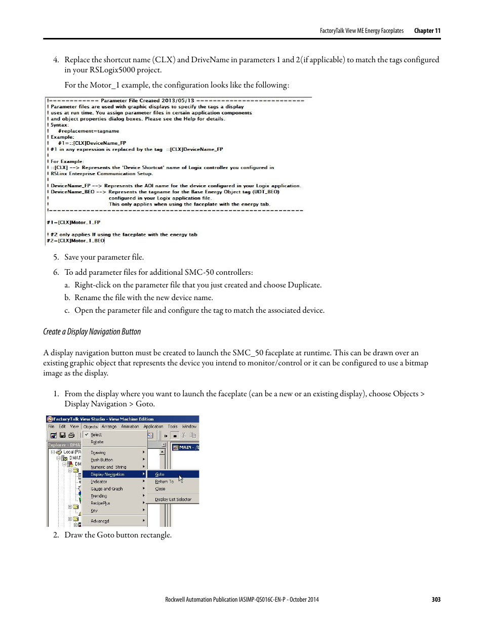 Create a display navigation button | Rockwell Automation Energy Management Accelerator Toolkit Quick Start User Manual | Page 303 / 452