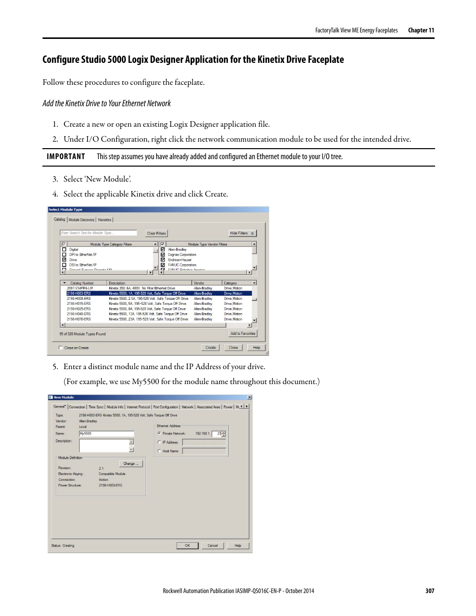 Add the kinetix drive to your ethernet network | Rockwell Automation Energy Management Accelerator Toolkit Quick Start User Manual | Page 307 / 452