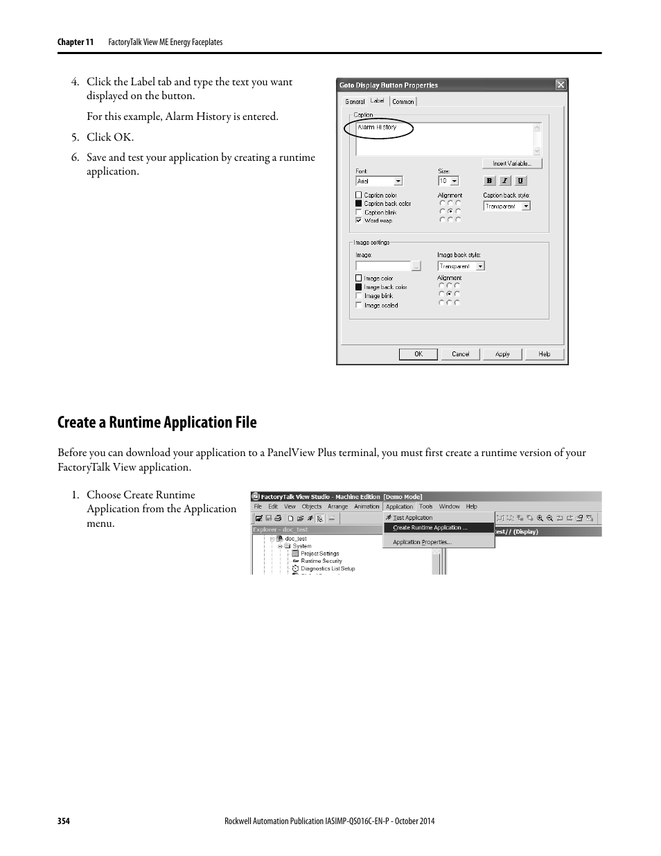 Create a runtime application file | Rockwell Automation Energy Management Accelerator Toolkit Quick Start User Manual | Page 354 / 452