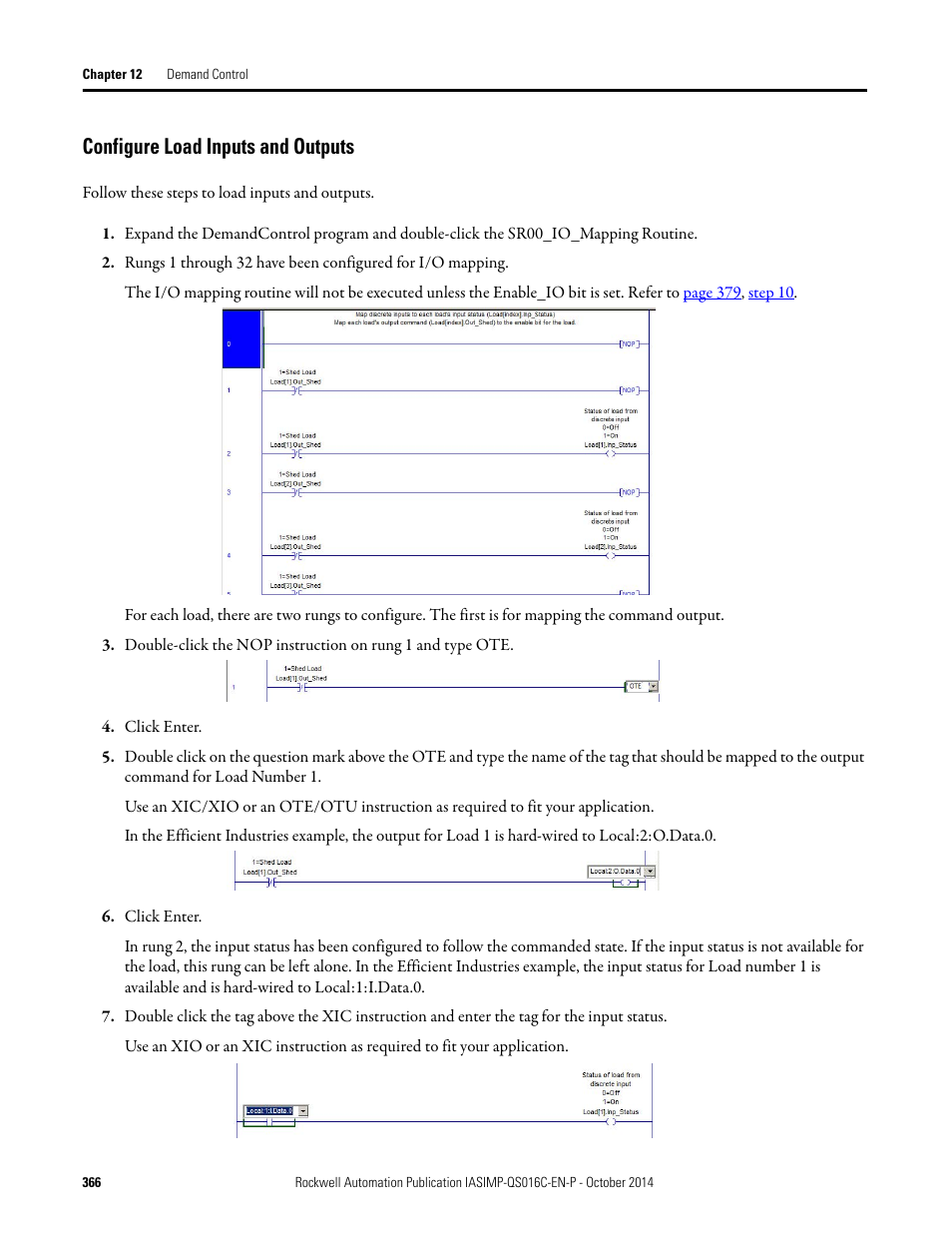 Configure load inputs and outputs | Rockwell Automation Energy Management Accelerator Toolkit Quick Start User Manual | Page 366 / 452