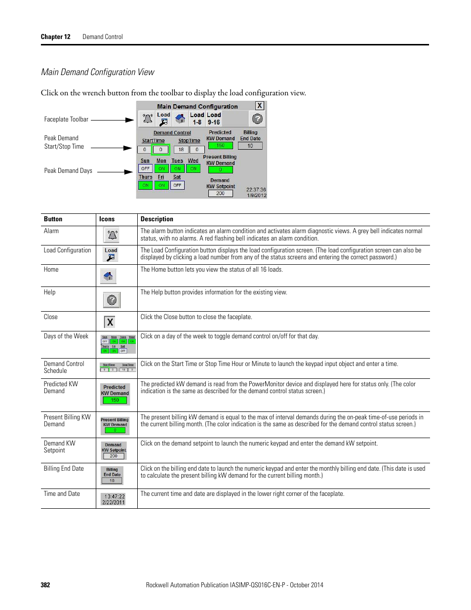 Main demand configuration view | Rockwell Automation Energy Management Accelerator Toolkit Quick Start User Manual | Page 382 / 452